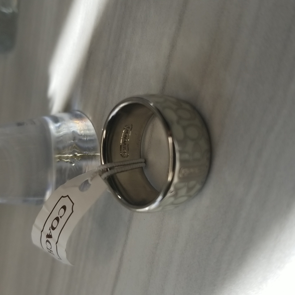 Coach Silver Ring with Signature Pattern - Picture 2 of 2